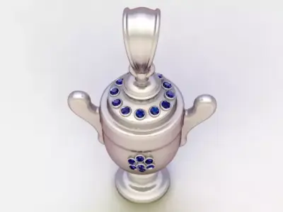 Luxury Mini Urn Pendant with Gemstone Accents 3D Printable 3D print model