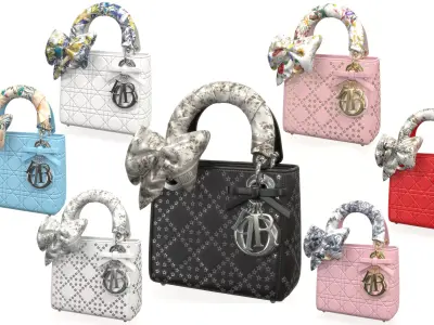 Christian Dior Lady Dior Bag Collection Low-poly 3D model