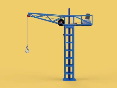 TOWER CRANE WINCH SWIVEL LIFTING SLEWING ENGINE HOIST JIB HOOK 3D model