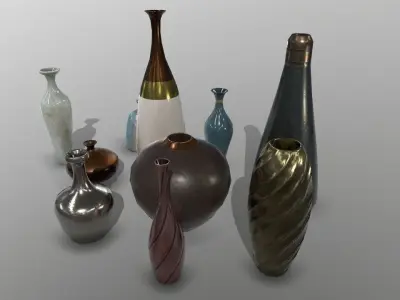Decoration Vase Pot Set Low-poly 3D model