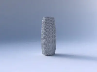 Vase squeezed hexagon with wavy grid piramides 3D print model