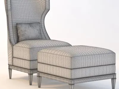 Bolier Modern Luxury Demi Wing Chair 92006 3D model