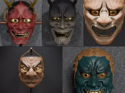 Set of 5 Noh masks collection2