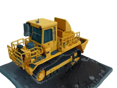 LowPoly Crawler Dozer with Debris Low-poly 3D model