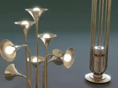 Mid-Century Lamp Low-poly 3D model