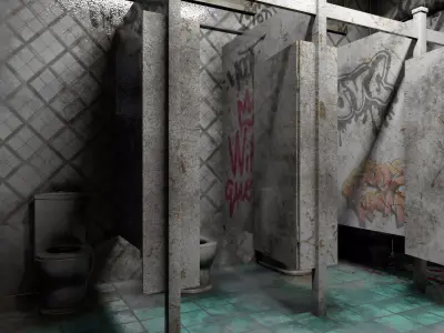 The old public Toilet 1 Low-poly 3D model