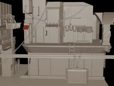 Tram Station City Free 3D model