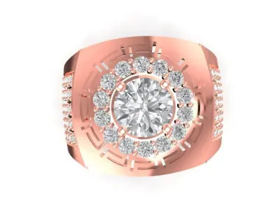 Luxury Greek Key Diamond Men Ring 593 3D print model