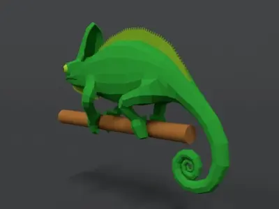 Low Poly Cartoon Chameleon Low-poly 3D model