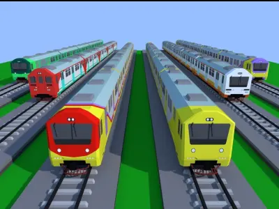 Prameks and Baraya Trains pack Free low-poly 3D model