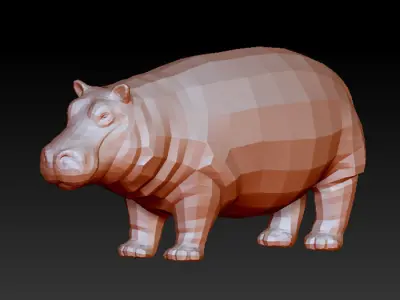 3D HIPPOPOTAMUS - LOWPOLY Low-poly 3D model