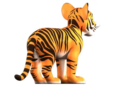 Cartoon Tiger 3D Low-poly 3D model