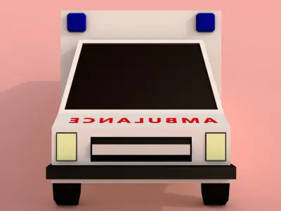 Cartoon low poly ambulance Low-poly 3D model