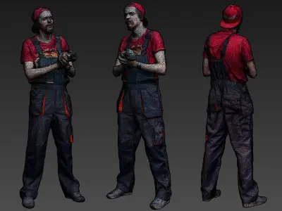 Stylized Car Mechanic Character 3D model