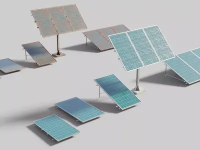 solar panels with clean and dirty textures Low-poly 3D model