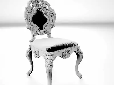 001golden ornamental chair render ready vray  3D model
