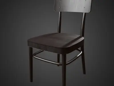 Black Chair for dining table fromgame engine ready Low-poly 3D model