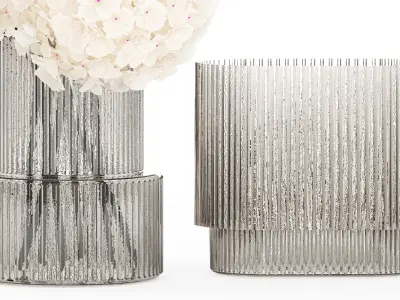 Solemn bouquet of white flowers in a vase with hydrangea 369 3D model