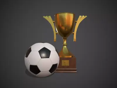 Soccer Ball and Trophy Cup Low-poly 3D model