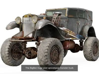 Post-apocalypse car collection with gunholder on it da1 3D Model Pack