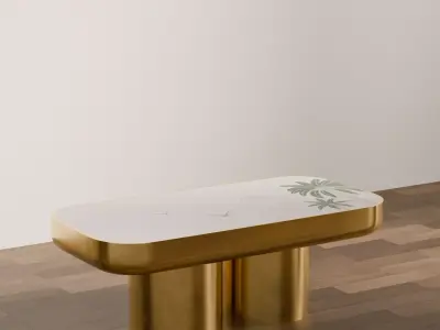 Modern Console Table Set with Golden Accents Low-poly 3D model