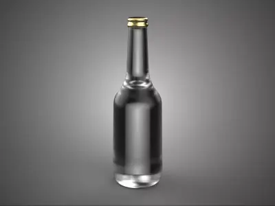 LUXURY CLEAR GLASS EMPTY BEVERAGE SOFT DRINK BOTTLE GOLD CAP TAL 3D model