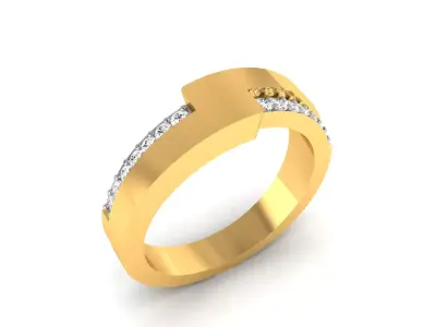 Band 3dm Render Details gold ring with diamonds 3D print model