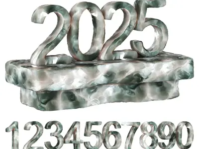  Ice numbers Low-poly 3D model