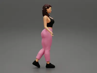Girl in pants and sneackers with Cute chic short rasta hairstyle 3D print model