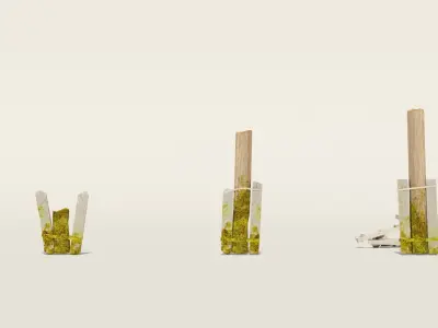 Low-poly PBR Wood Electricity Wires Poles Set Low-poly 3D model