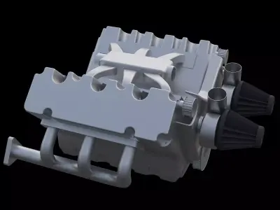 V6 engine design 3D model