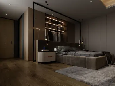 Luxury Modern Master bedroom With dressing 3D model