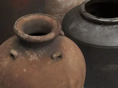 Artisan hand painted vases 03 3D model