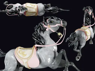 Carousel Horse Sculpture model grey 3D model