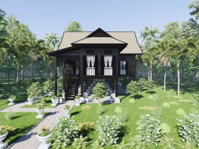 Perak Traditional House of Malaysia 3D model