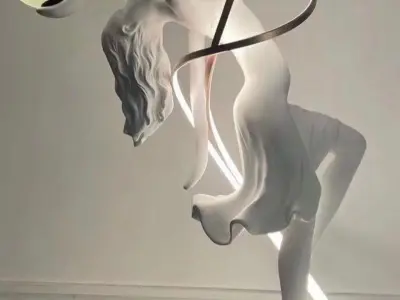 Ballet dancer statue lamp 3D print model