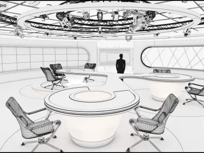 Virtual TV Studio News Set 28 3D model