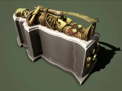 Sarcophagus gold and purse Low-poly 3D model