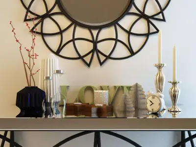 decor set mirror on console table 3D model