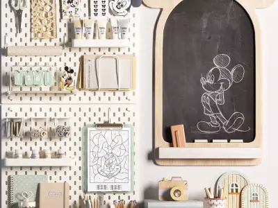 Ikea SKADIS Pegboard and Zara Home Mickey Mouse Decoration 09 3D model