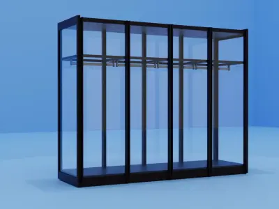 Transparent Wardrobe poliform Glass and Wood Low-poly 3D model