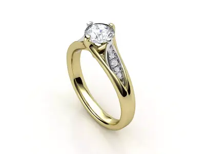 cr-01 diamond engagement ring gold 3D print model