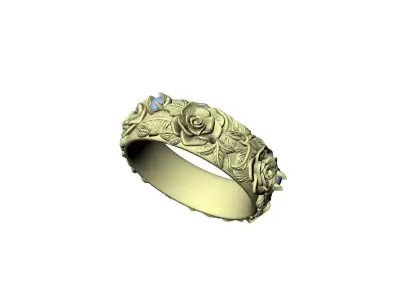 Floral Rose Nature Inspired Ring 3D print model