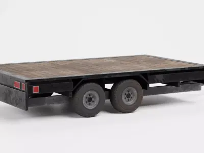 Old Utility Trailer Set  Low-poly 3D model