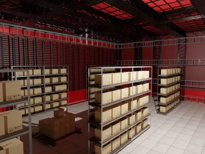 Warehouse Interior Low-poly 3D model