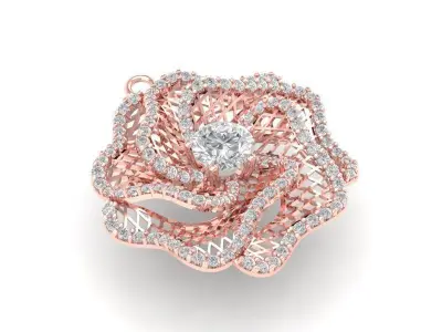 Luxury Rose Flower Jewelry Set 3D Model 1190 3D print model