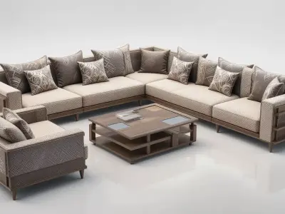 Modern Luxury Sofa Set 3D Model  Low Poly Interior Design  3D model