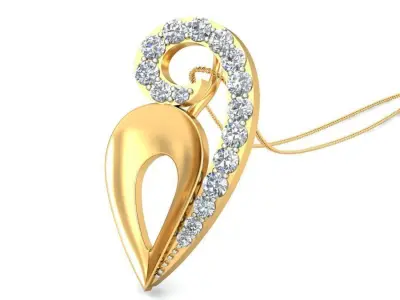 Pendant 3dm stl FBX OBJ Render Detail diamond in gold 3D print model