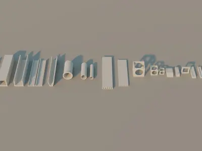 Precast Concrete Elements Collection - 20 Items Low-poly 3D model