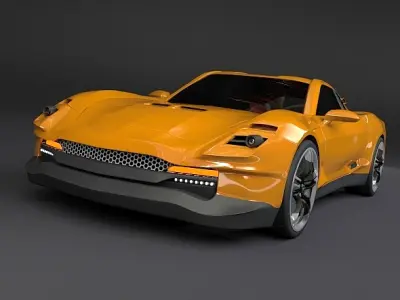Yellow sports car 3D model